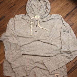 Men’s FEED Lightweight Henley Hoodie – Gray